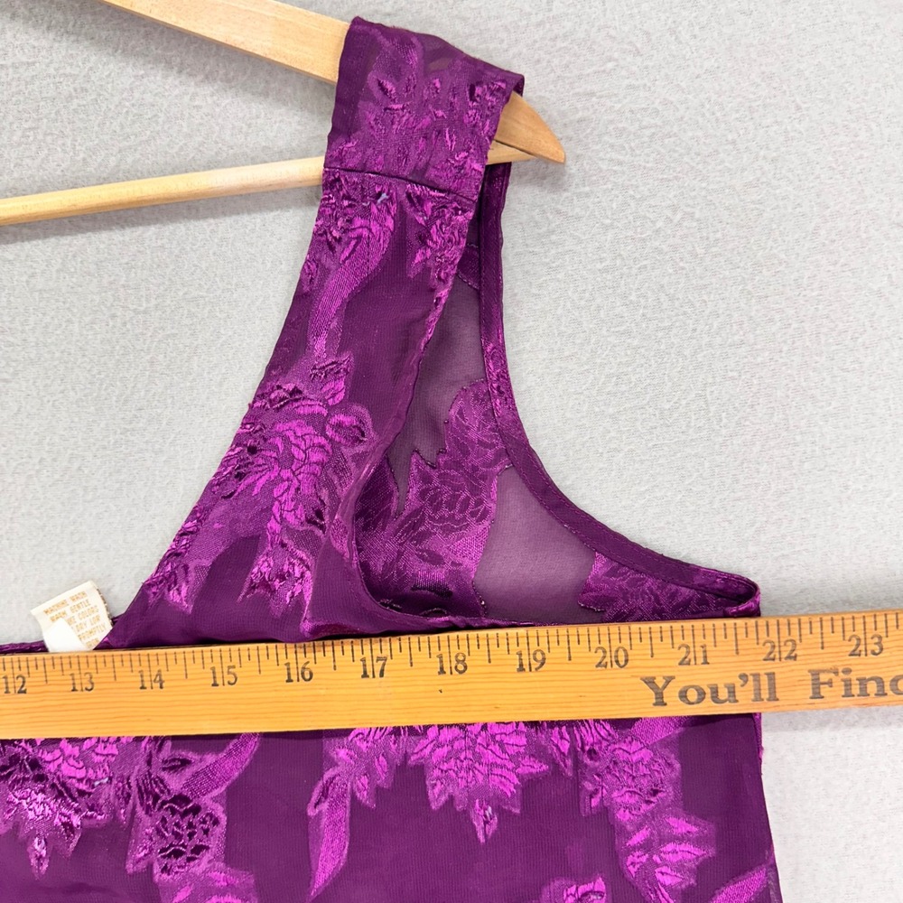 Vintage Victoria Secret Tank Top Blouse Womens L Purple Gold Label Floral - Picture 5 of 7